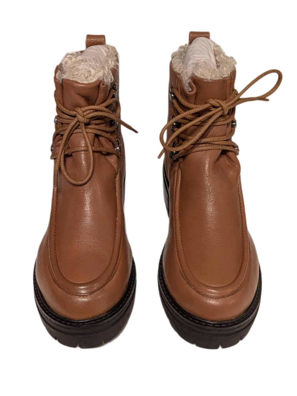 Gentle Souls Kenneth Cole Bristol Wallaby Boots Womens 7.5M Luggage Leather Lug - Picture 2 of 9